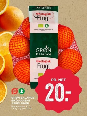 MENY Grøn balance økologiske appelsiner tilbud