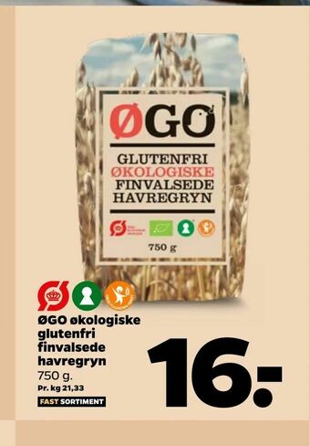 Netto ØGO økologiske glutenfri finvalsede havregryn tilbud