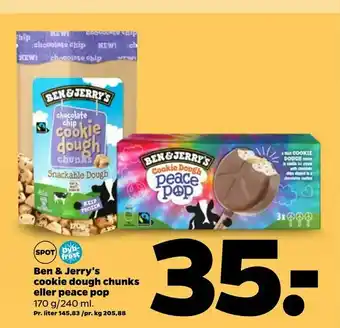 Ben & Jerry's cookie dough chunks eller peace pop