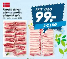 Bilka Flæsk i skiver eller spareribs af dansk gris tilbud