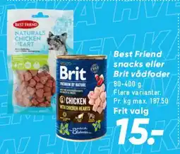 Bilka Best Friend snacks eller Brit vådfoder tilbud