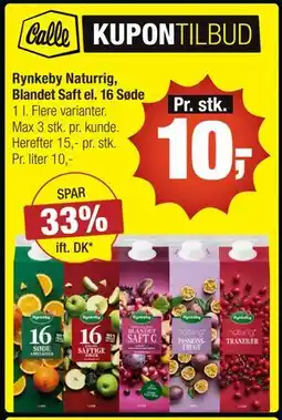 Calle Rynkeby Naturrig, Blandet Saft el. 16 Søde tilbud