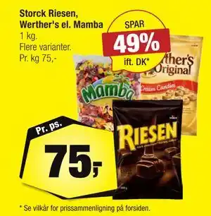 Calle Storck Riesen, Werther's el. Mamba tilbud