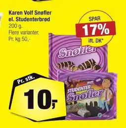 Calle Karen Volf Snøfler el. Studenterbrød tilbud