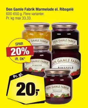 Calle Den Gamle Fabrik Marmelade el. Ribsgelé tilbud