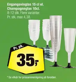 Calle Engangsvinglas 15 cl el. Champagneglas 10cl tilbud