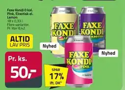 Fleggaard Faxe Kondi 0 kal. Pink, Eksotisk el. Lemon tilbud