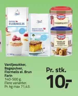 Fleggaard Vaniljesukker, Bagepulver, Flormelis el. Brun Farin tilbud