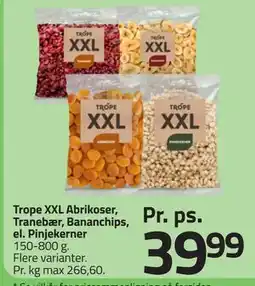 Fleggaard Trope XXL Abrikoser, Tranebær, Bananchips, el. Pinjekerner tilbud