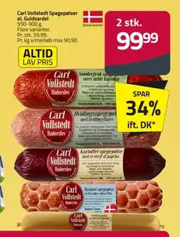 Fleggaard Carl Vollstedt Spegepølser el. Guldsardel tilbud