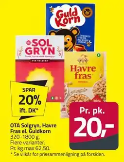 Fleggaard OTA Solgryn, Havre Fras el. Guldkorn tilbud