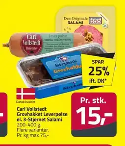 Fleggaard Carl Vollstedt Grovhakket Leverpølse el. 3-Stjernet Salami tilbud