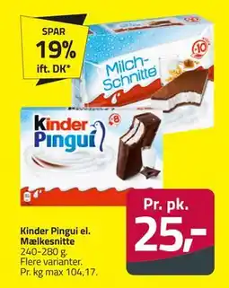 Fleggaard Kinder Pingui el. Mælkesnitte tilbud