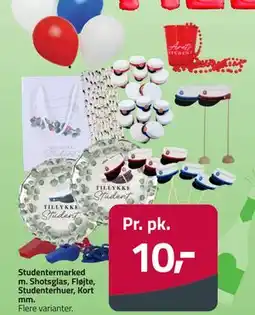 Fleggaard Studentermarked m. Shotsglas, Fløjte, Studenterhuer, Kort mm tilbud