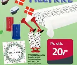 Fleggaard STUDENT Lametta Gardin m. Blå Studenterhue 90X250 CM tilbud