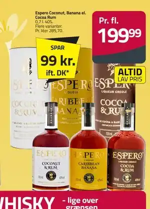Fleggaard Espero Coconut, Banana el. Cocoa Rum tilbud