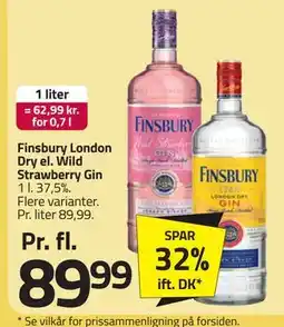 Fleggaard Finsbury London Dry el. Wild Strawberry Gin tilbud