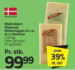 Fleggaard Mads Skjern Skæreost Mellemlagret 45+ m. el. u. Kommen tilbud