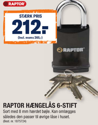 Stark Raptor Hængelås 6-Stift tilbud