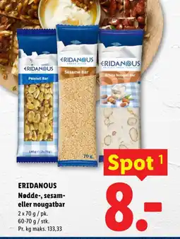 Lidl ERIDANOUS Nødde-, sesam- eller nougatbar tilbud