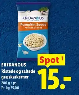 Lidl ERIDANOUS Ristede og saltede græskarkerner tilbud