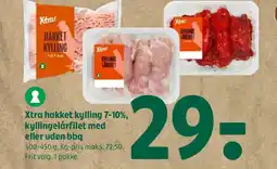 Coop 365 Xtra hakket kylling 7-10%, kyllingelårfilet med eller uden bbq tilbud
