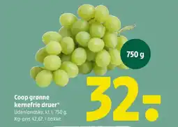 Coop 365 Coop grønne kernefrie druer tilbud
