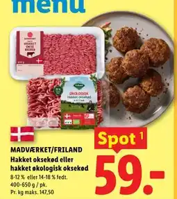 Lidl MADVÆRKET/FRILAND Hakket oksekød eller hakket økologisk oksekød tilbud
