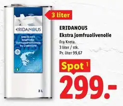 Lidl ERIDANOUS Ekstra jomfruolivenolie tilbud