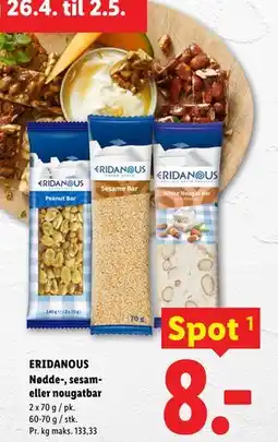 Lidl ERIDANOUS Nødde-, sesam- eller nougatbar tilbud