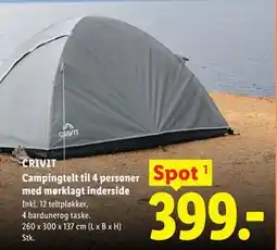 Lidl CRIVIT Campingtelt til 4 personer med mørklagt inderside tilbud
