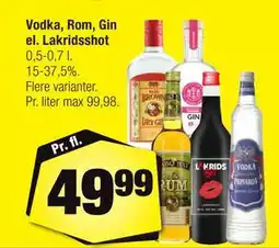 Calle Vodka, Rom, Gin el. Lakridsshot tilbud
