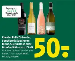 Coop 365 Chester Falls Zinfandel, Southbank Sauvignon Blanc, Silenia Rosé eller Manfredi Moscato d'Asti tilbud