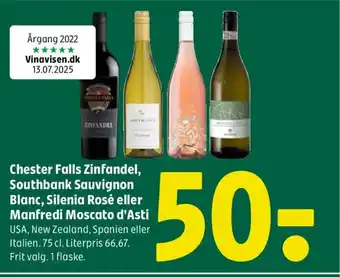 Coop 365 Chester Falls Zinfandel, Southbank Sauvignon Blanc, Silenia Rosé eller Manfredi Moscato d'Asti tilbud