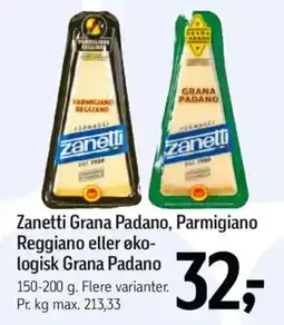 Føtex Zanetti Grana Padano, Parmigiano Reggiano eller øko- logisk Grana Padano tilbud