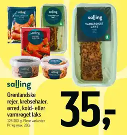 Føtex Salling Grønlandske rejer, krebsehaler, ørred, kold- eller varmrøget laks tilbud