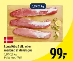 Føtex Long Ribs 3 stk. eller mørbrad af dansk gris tilbud