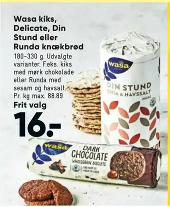 Bilka Wasa kiks, Delicate, Din Stund eller Runda knækbrød tilbud