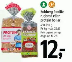 Føtex Kohberg familie rugbrød eller protein boller tilbud