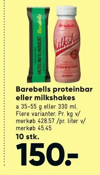 Barebells proteinbar eller milkshakes