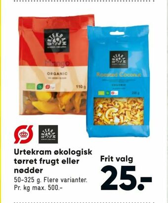 Bilka Urtekram økologisk tørret frugt eller nødder tilbud