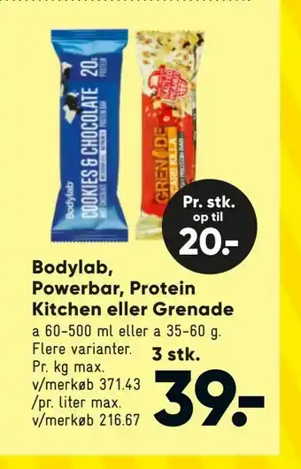 Bodylab, Powerbar, Protein Kitchen eller Grenade
