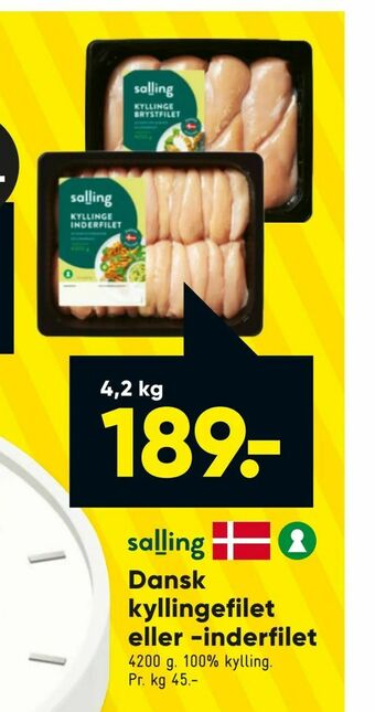 Bilka Dansk kyllingefilet eller -inderfilet tilbud