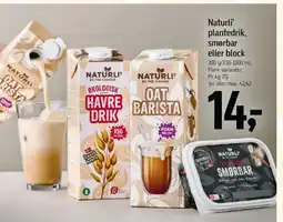 Føtex Naturli❜ plantedrik, smørbar eller block tilbud