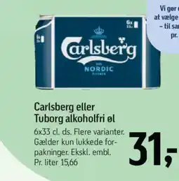 Føtex Carlsberg eller Tuborg alkoholfri øl tilbud