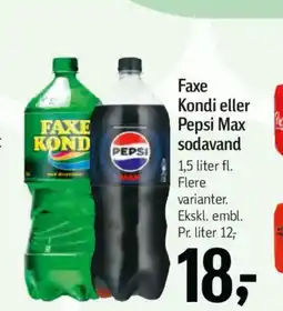 Føtex Faxe Kondi eller Pepsi Max sodavand tilbud