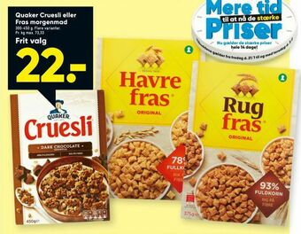 Bilka Quaker Cruesli eller Fras morgenmad tilbud