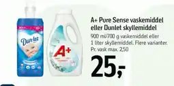 Føtex A+ Pure Sense vaskemiddel eller Dunlet skyllemiddel tilbud