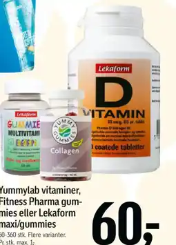 Føtex Yummylab vitaminer, Fitness Pharma gum- mies eller Lekaform maxi/gummies tilbud