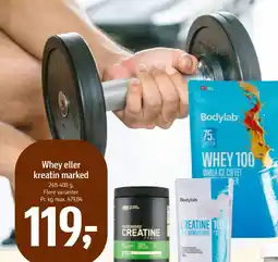 Føtex Whey eller kreatin marked tilbud